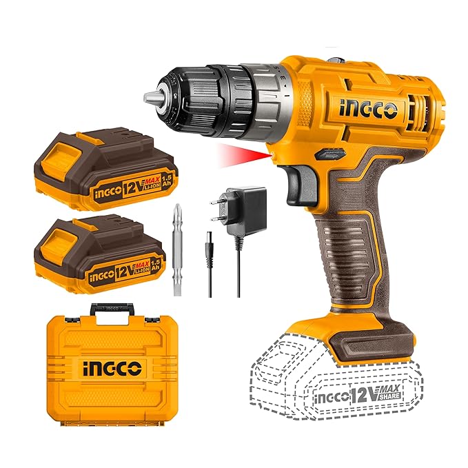 Ingco 12V Cordless Drill With 2 Pcs Batteryies